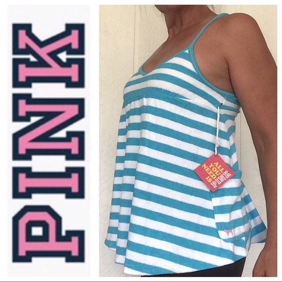 PINK VICTORIAS SECRET UNIVERSITY OF PINK COLLECTION TERRYCLOTH STRIPED T… - Picture 2 of 11